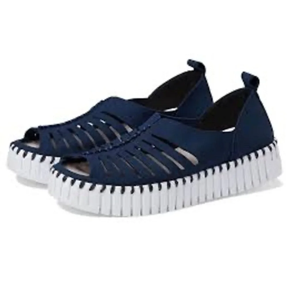 Ilse Jacobsen Tulip 3575 Sandals Women 40 Navy Blue Excellent Platform Flats